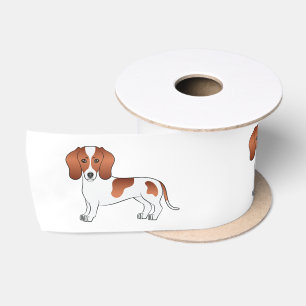 Ruban En Satin Chiens De Cartoon Dachshund Rouge Et Blanc