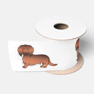 Ruban En Satin Chiens de dessin animé Sable Rouge à Poils Longs T
