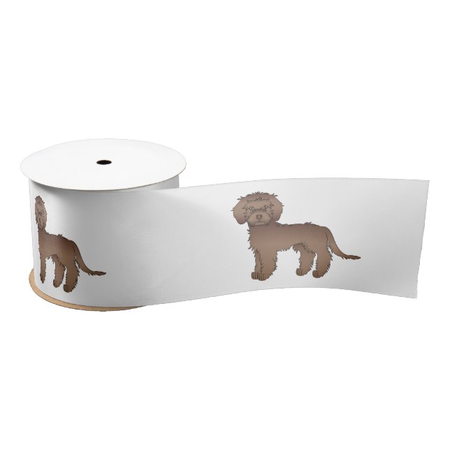 Ruban En Satin Chiens de dessin Brown Mini Goldendoodle mignon (Bobine)