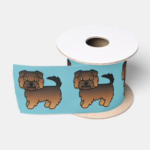 Ruban En Satin Chiens Norfolk Terrier Grizzle Alignés Sur Fond Bl