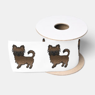 Ruban En Satin Chihuahua à poil long bringé Chien de dessin animé