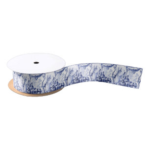 Ruban En Satin Chinois bleu et blanc