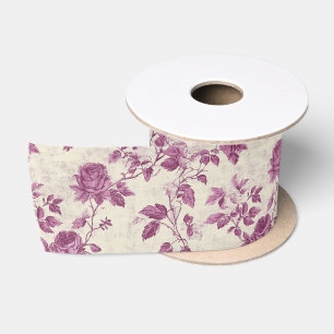 Ruban En Satin Chinoiserie florale rose vintage