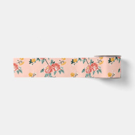 Ruban En Satin Chinoiserie rose pâle Floral