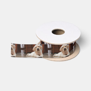 Ruban En Satin Chiot jaune de Labrador de bébé s'étendant sur 