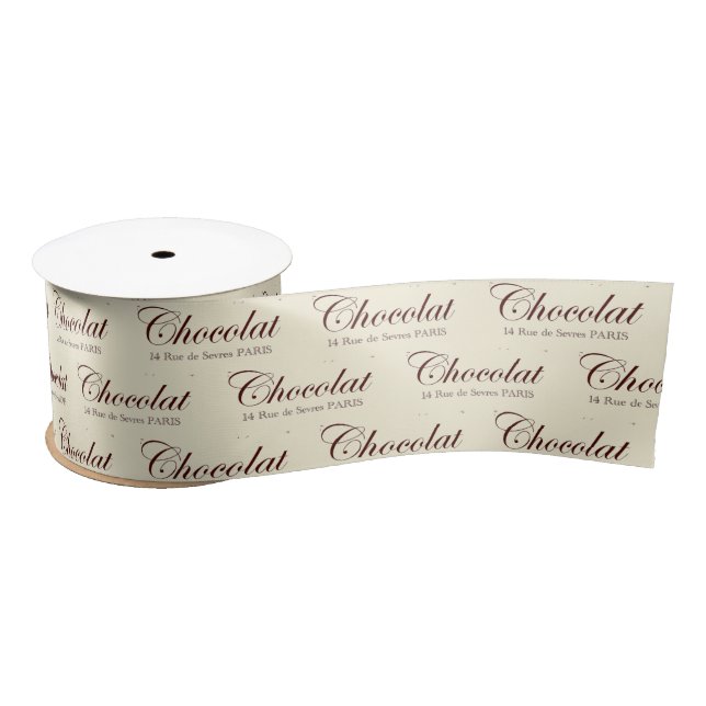 Ruban En Satin Chocolat Français Script Paris Ruban (Bobine)
