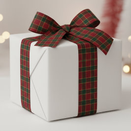 Ruban En Satin Christmas Holiday Red & Green Tartan Pattern