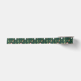 Ruban En Satin Christmas Icon Pattern Ribbon on Forest Green