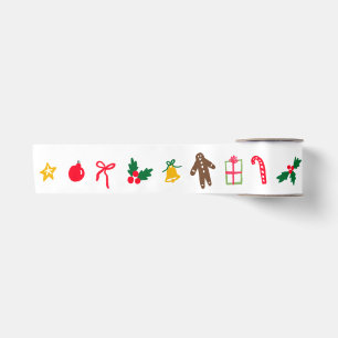Ruban En Satin CHRISTMAS mignon Doodle Whimsical CUSTOM Holiday