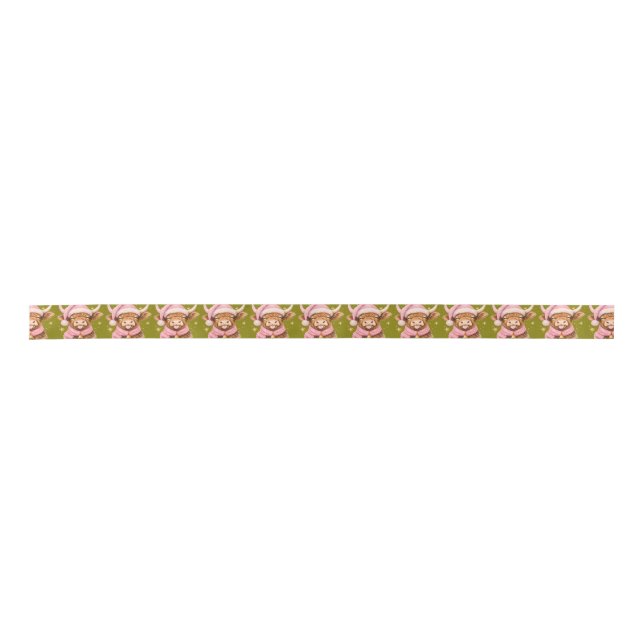 Ruban En Satin Christmas Ribbon With Cow Design (Devant)