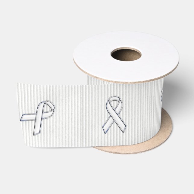 Ruban En Satin Chrome White Ribbon Sensibilisation dans les bande (Bobine)