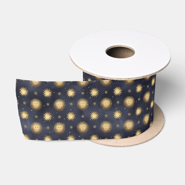 Ruban En Satin Ciel de nuit céleste motif avec étoiles (Bobine)