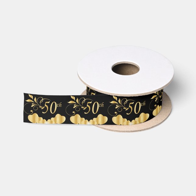 Ruban En Satin cinquantième Événement d'or (Bobine)