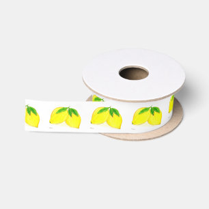 Ruban En Satin Citrons agrumes Fruits jaunes motif d'été