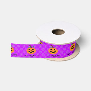 Ruban En Satin Citrouille d'Halloween sur ruban satin violet