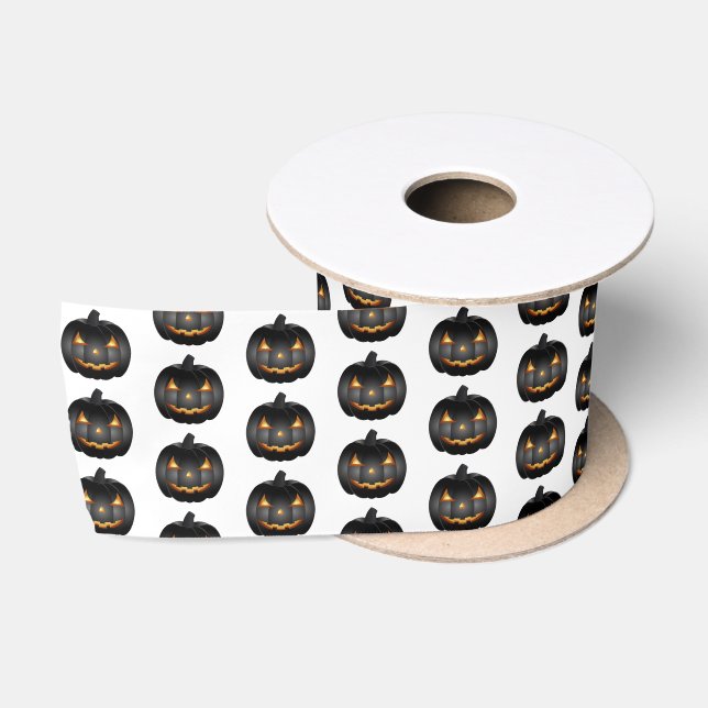 Ruban En Satin Citrouille Halloween Satin Ruban Noir (Bobine)
