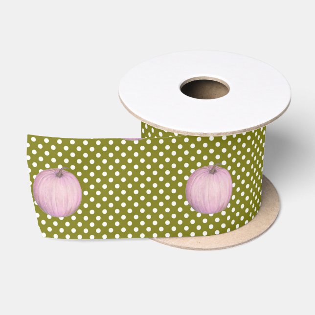 Ruban En Satin Citrouille rose Sage Vert mignon Pois (Bobine)