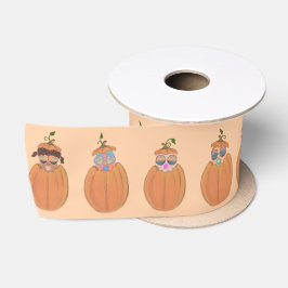 Ruban En Satin Citrouilles d'automne avec Motif pour bébés