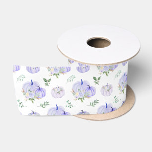 Ruban En Satin Citrouilles Fleuris Violettes