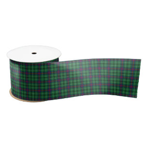 Ruban En Satin Clan Duncan Plaid Tartan Green Check