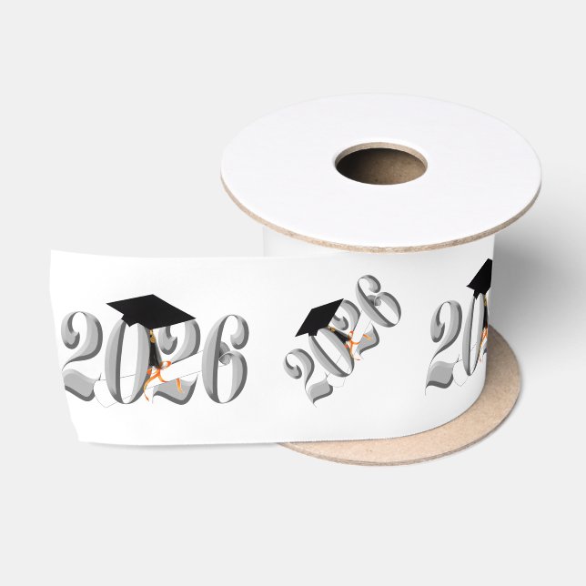 Ruban En Satin Classe Argent de 2026 Graduation (Bobine)