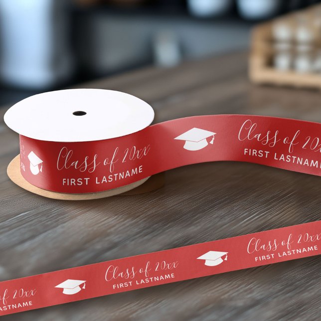 Ruban En Satin Classe de diplôme Nom de l'année - Red Can Change (Custom Ribbon on a Roll - Personalize this ribbon with you text)
