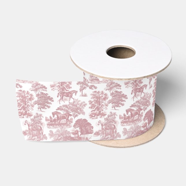 Ruban En Satin Classé Elégant Rustique Rose Cheval Toile Pays (Bobine)