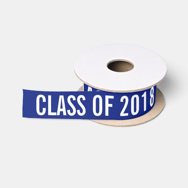 Ruban En Satin Classe licenciée de blanc du bleu marine 2018 de (Bobine)