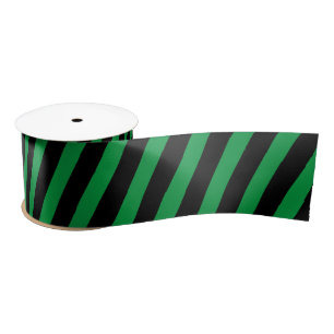 Ruban En Satin Classic Diagonal rayé noir et vert