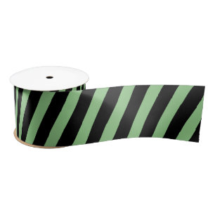 Ruban En Satin Classic Diagonal rayé noir et vert