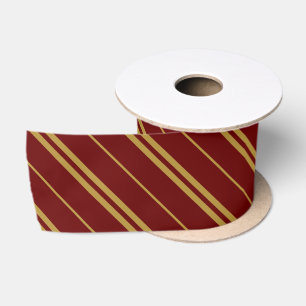 Ruban En Satin Classic Maroon Gold School Stripes Motif