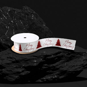 Ruban En Satin Classic Merry Christmas Rich Festive Crimson Red