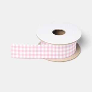 Ruban En Satin Classique En vichy rose clair