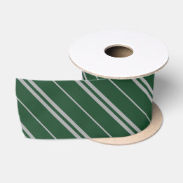 Ruban En Satin Classique Green Grey Stripes Motif
