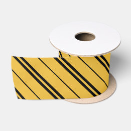 Ruban En Satin Classique Jaune Noir Stripes Motif