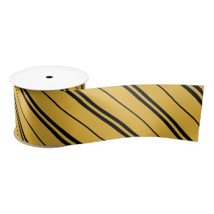 Ruban En Satin Classique Jaune Noir Stripes Motif