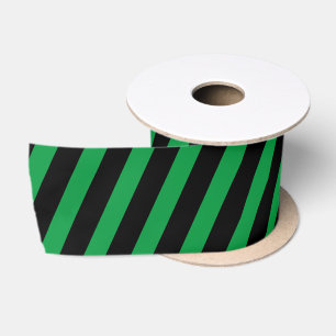 Ruban En Satin Classique rayé en diagonale noir et vert 