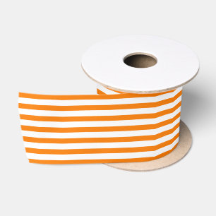 Ruban En Satin Classique rayé marine orange vif et blanc