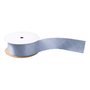 Ruban En Satin Clé grecque bleue