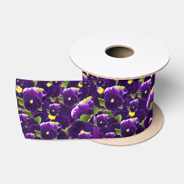 Ruban En Satin Clusters de Pansy Profond Violet : Beauté majestue (Bobine)
