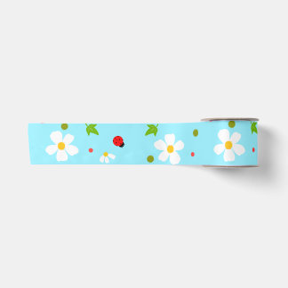 Ruban En Satin Coccinelle Jardin Floral Motif Sans Couture