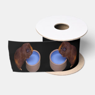 Ruban En Satin Cochon d'Inde brun debout buvant,
