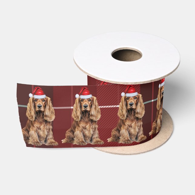 Ruban En Satin Cocker Spaniel Dog Holiday Plaid Funny Christmas (Bobine)