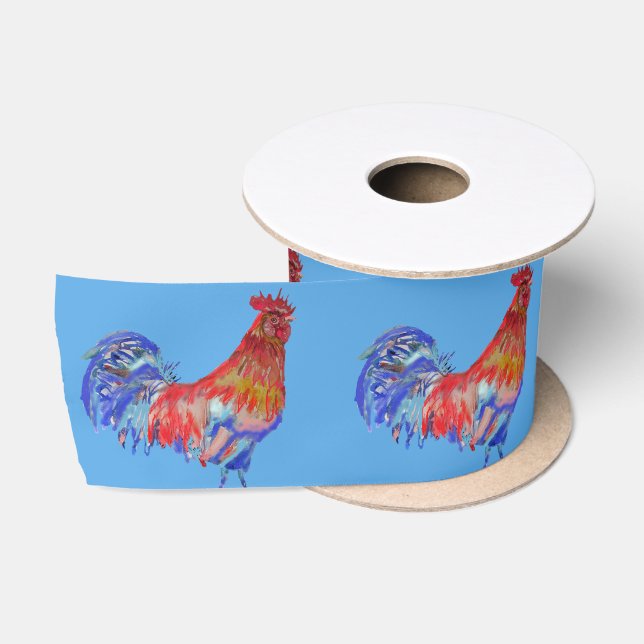 Ruban En Satin Cocktail Red Rooster Roosters mignon Satin Ruban (Bobine)