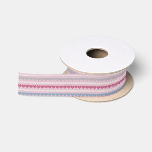 Ruban En Satin Cœur rayé et motif de cercle
