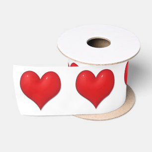 Ruban En Satin Cœur Rouge Brillant pour la Saint-Valentin