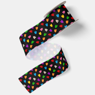 Ruban En Satin Cœurs Amour Colorés Motif Design Noir 