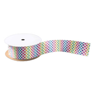 Ruban En Satin Coeurs arc-en-ciel