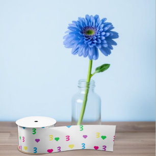 Ruban En Satin Coeurs arc-en-ciel 3e anniversaire