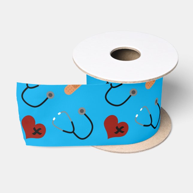 Ruban En Satin Coeurs bleus nommés personnalisés de bandage de (Bobine)